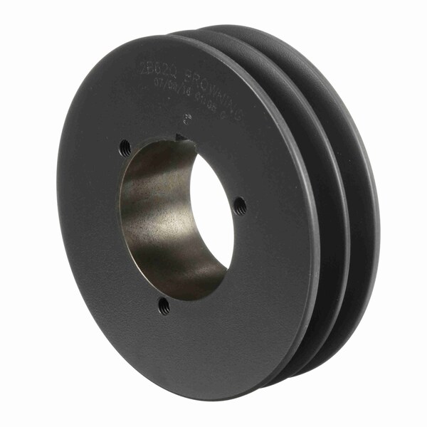 2 Groove Cast Iron Bushed Bore Multiple Sheave, 2B62Q